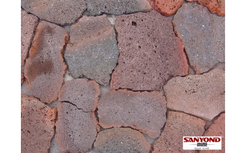 紅褐色五彩火山石雙面切亂型板LR2021