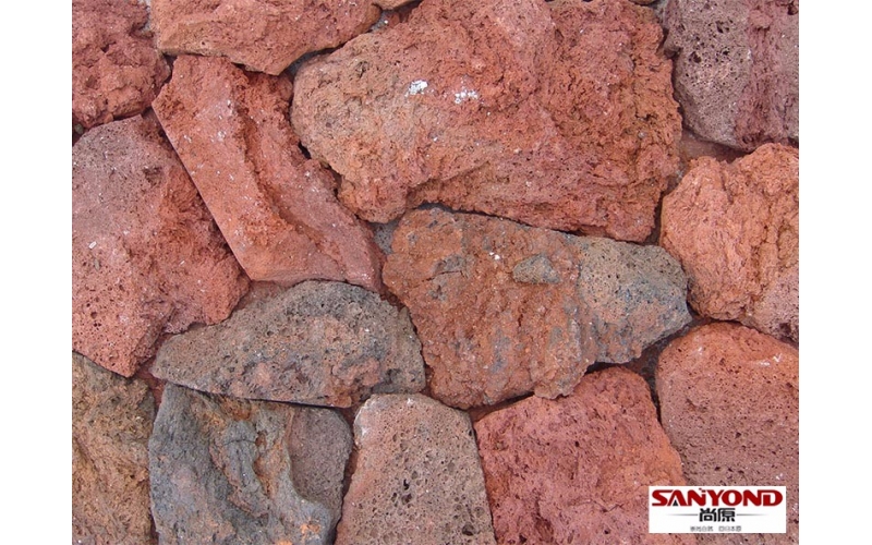 紅褐色五彩火山石自然面碎拼板LR2027